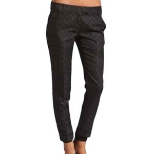 Theory Black Embroidery Diamond Pattern Tapered Tailored Wardrobe Staple Pants 2
